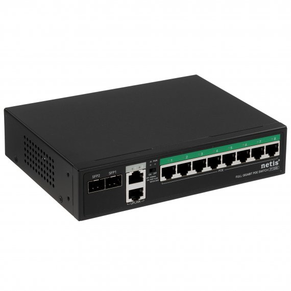 Фотография товара 'Netis P112GS Коммутатор (L2) 10x1Гбит/с 2SFP 8PoE 120W неуправляемый'
